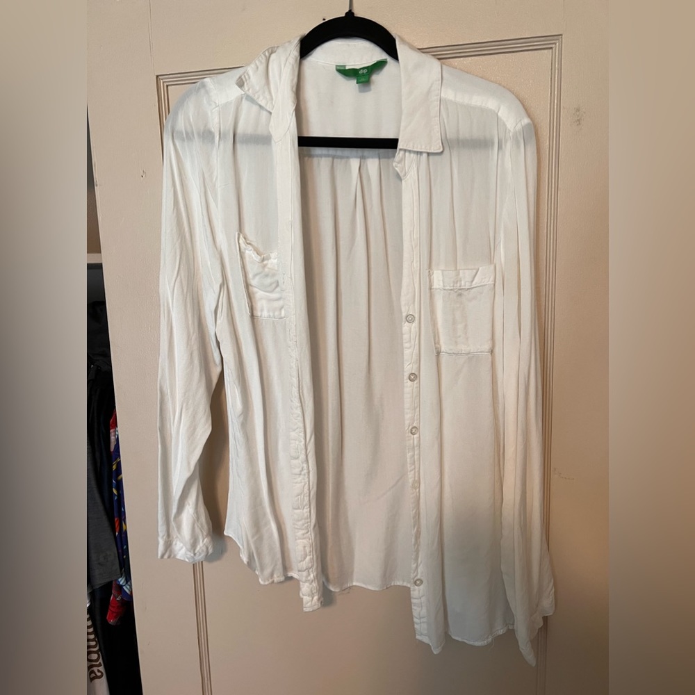 Ivory colored thin button down shirt